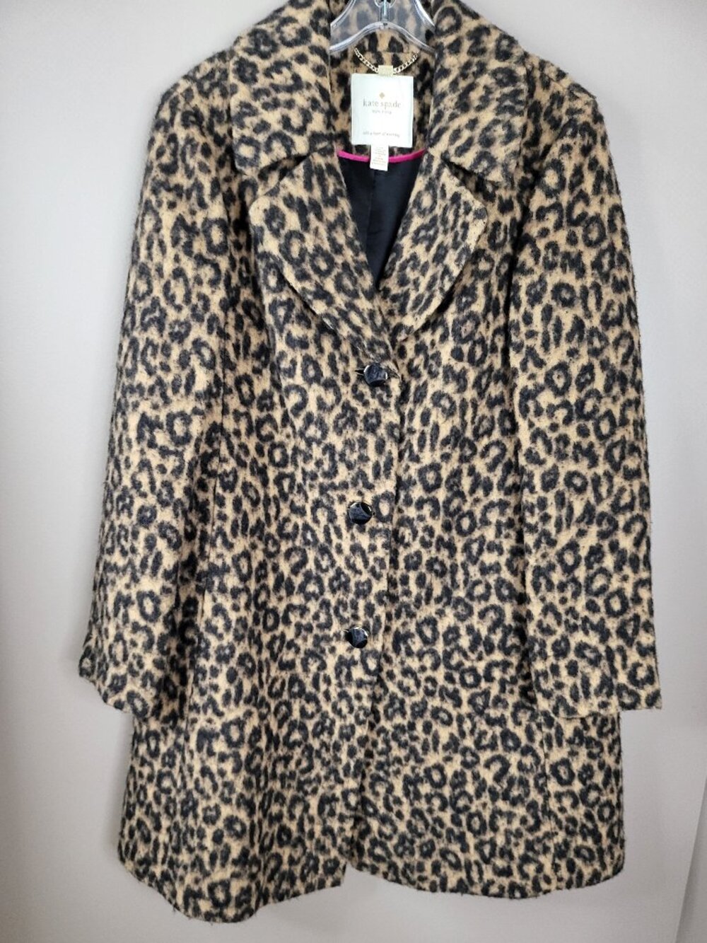 Kate Spade New York Leopard Wool Blend Coat L Leopard Print Statement Jacket - Picture 2 of 9